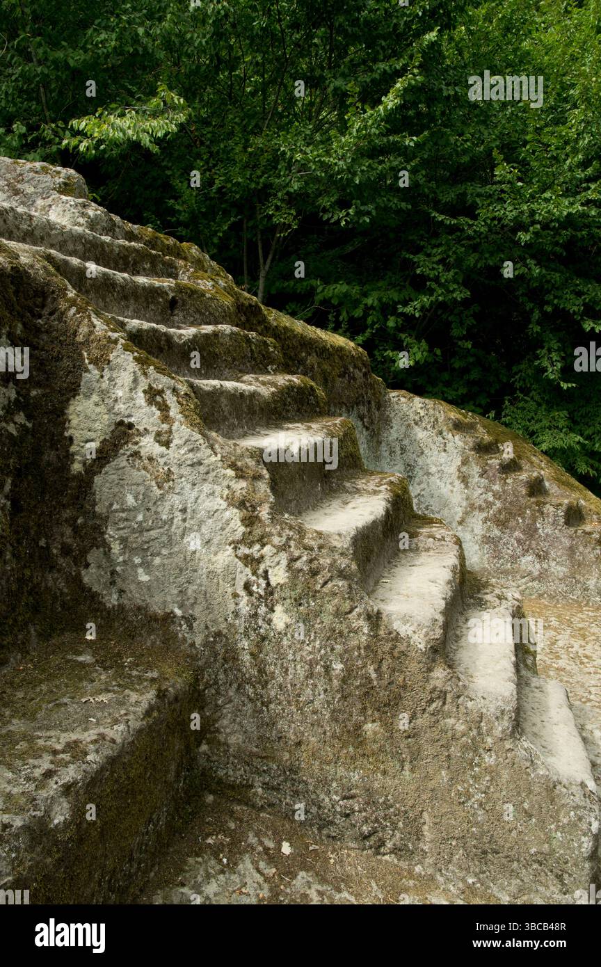ancient etruscan pyramid in the Italian forest, Bomarzo, Italy Stock ...