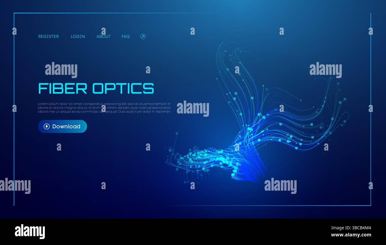 Fiber optic background data line light speed abstract tech network vector design. High-speed cable connects digital flow through city systems. Virtual Stock Vector