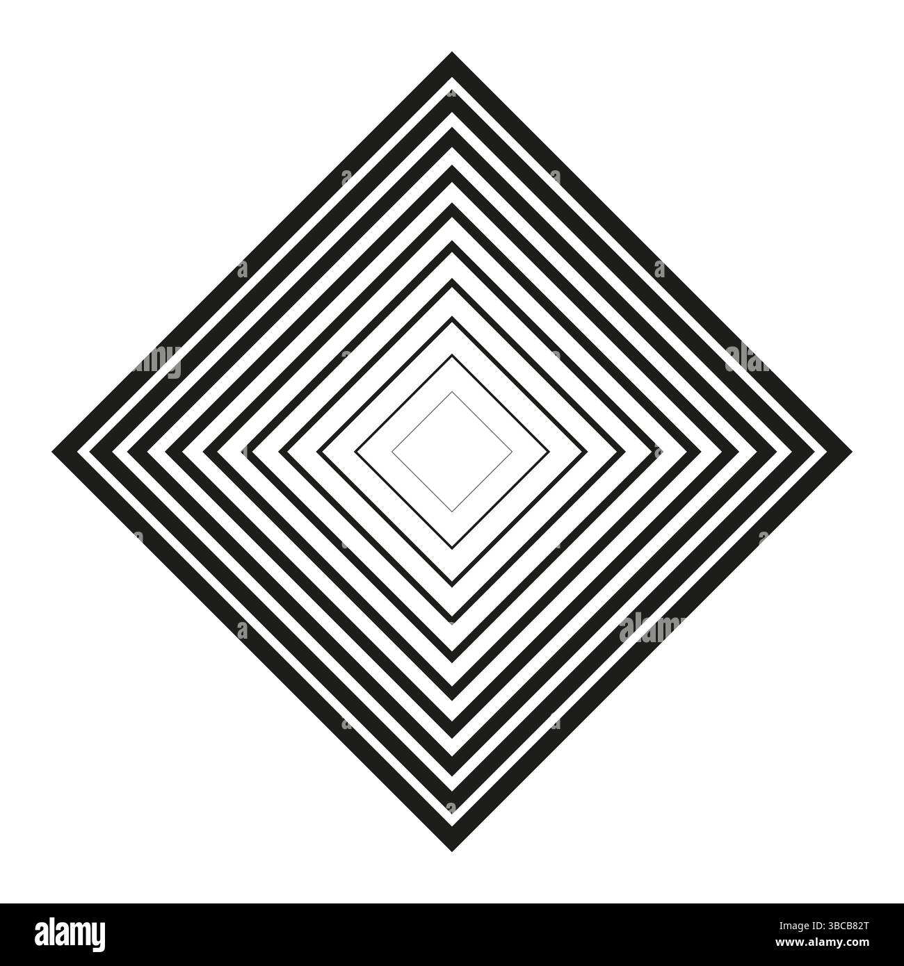 Geometric rhombus illusion. Black diamond pattern. Optical square art. Vector shape repetition. Stock Vector