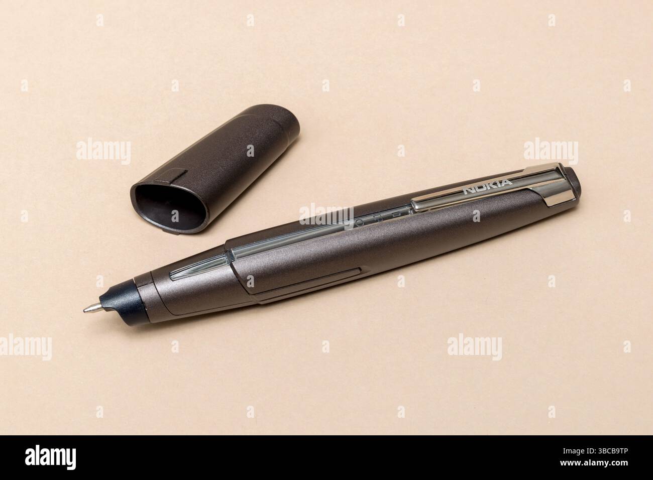 Pavia, Lombardy, Italy - November 23, 2024: Nokia digital pen SU-1B, from 2003 at MUSDI Museum. It was used to create MMS messages. It was a Bluetooth Stock Photo