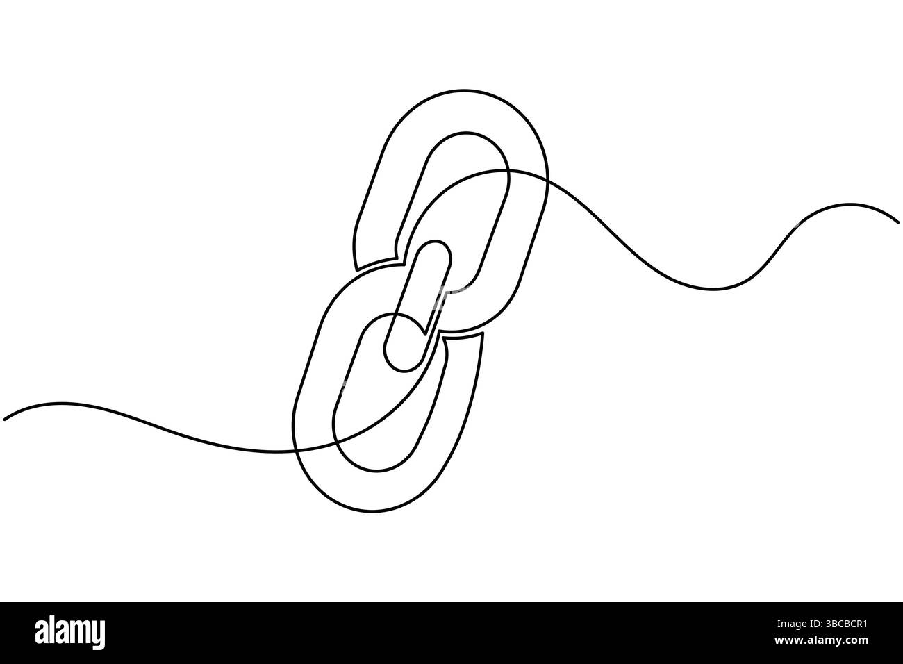 Chain link icon continuous one line drawing isolate outline vector ...