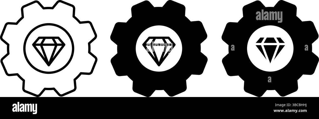 Operational excellence gear diamond icon Stock Vector