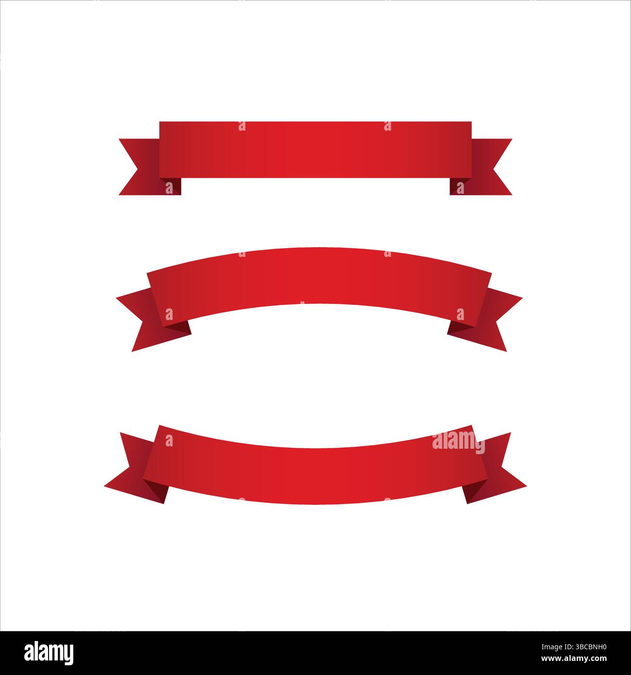 Red Ribbon Banner Set Isolated on White Background Vector Illustration ...