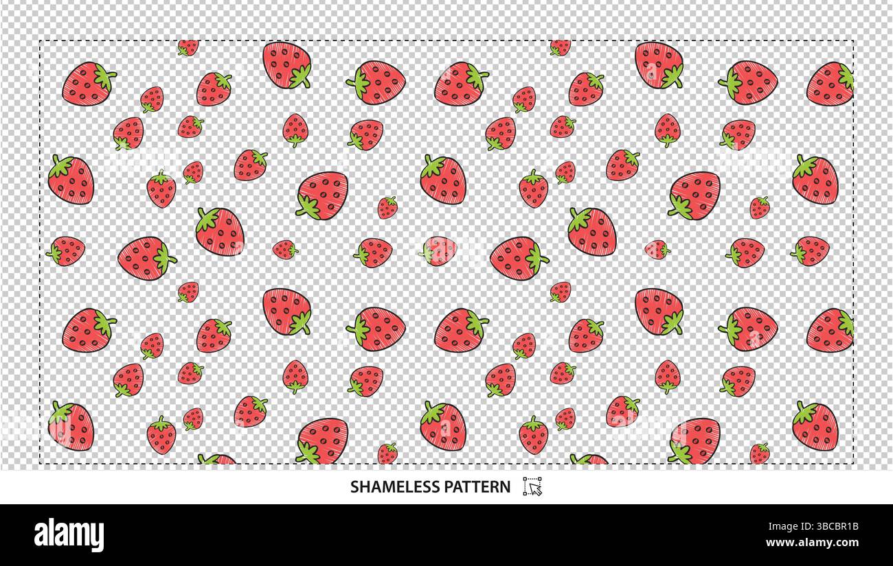 Red Strawberry Seamless Pattern Vector Design for Textile and Backgrounds Stock Vector