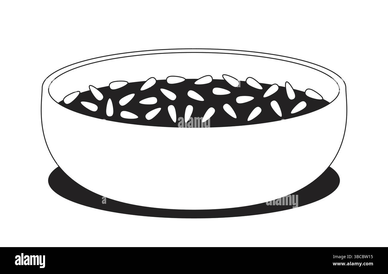 Sesame seeds topping bowl 2D line object Stock Vector