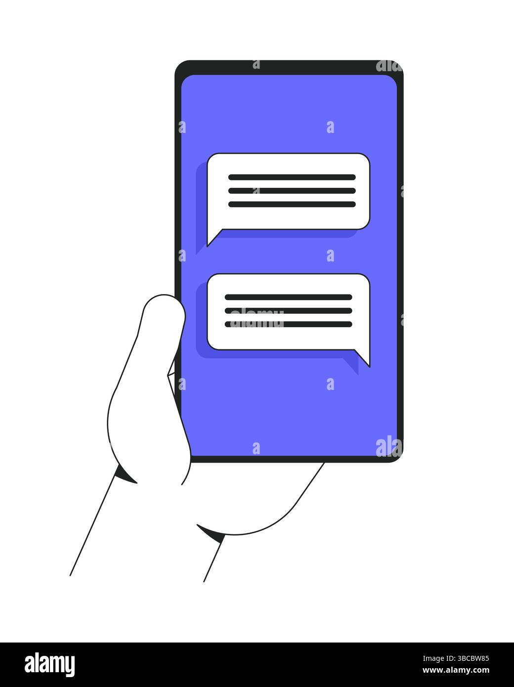 Hand holding smartphone with chat messages vector illustration Stock ...