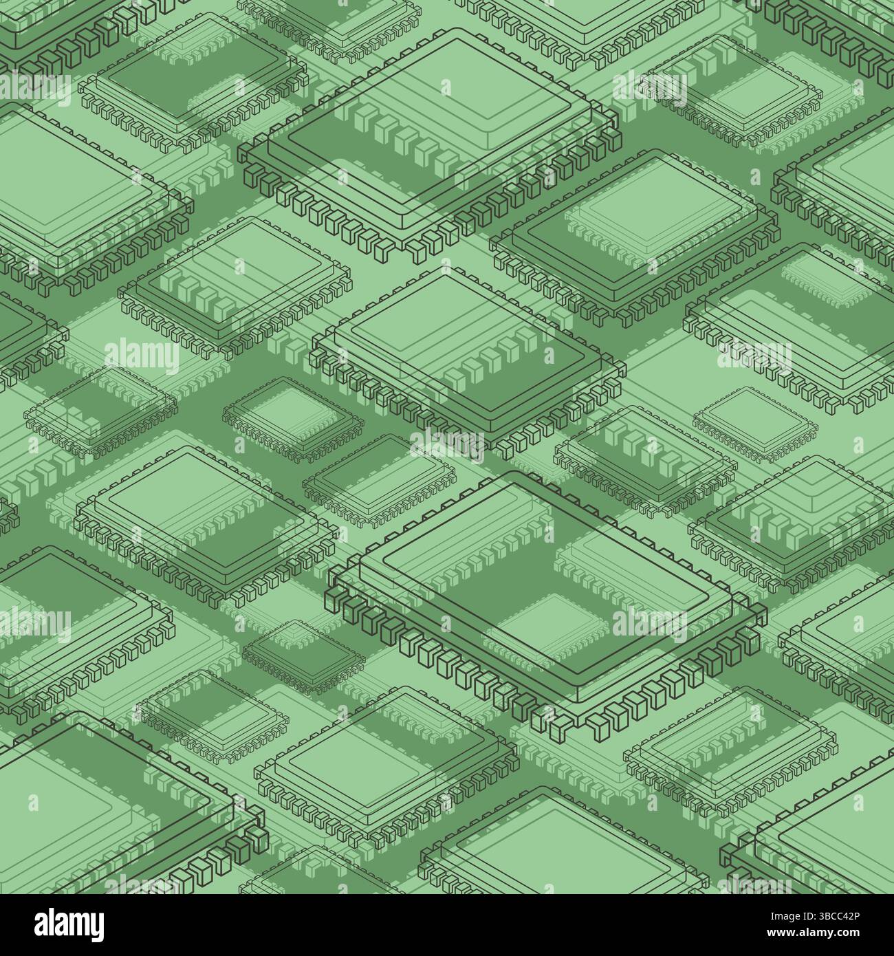 CPU PC pattern seamless. Processor background. Central processing system for computer texture Stock Vector