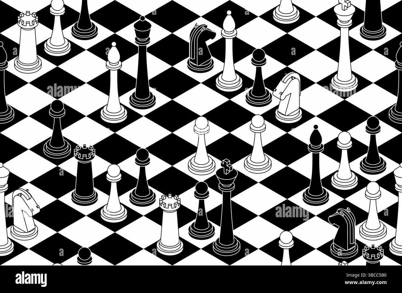 Chess pattern seamless. chess pieces set background Stock Vector Image ...