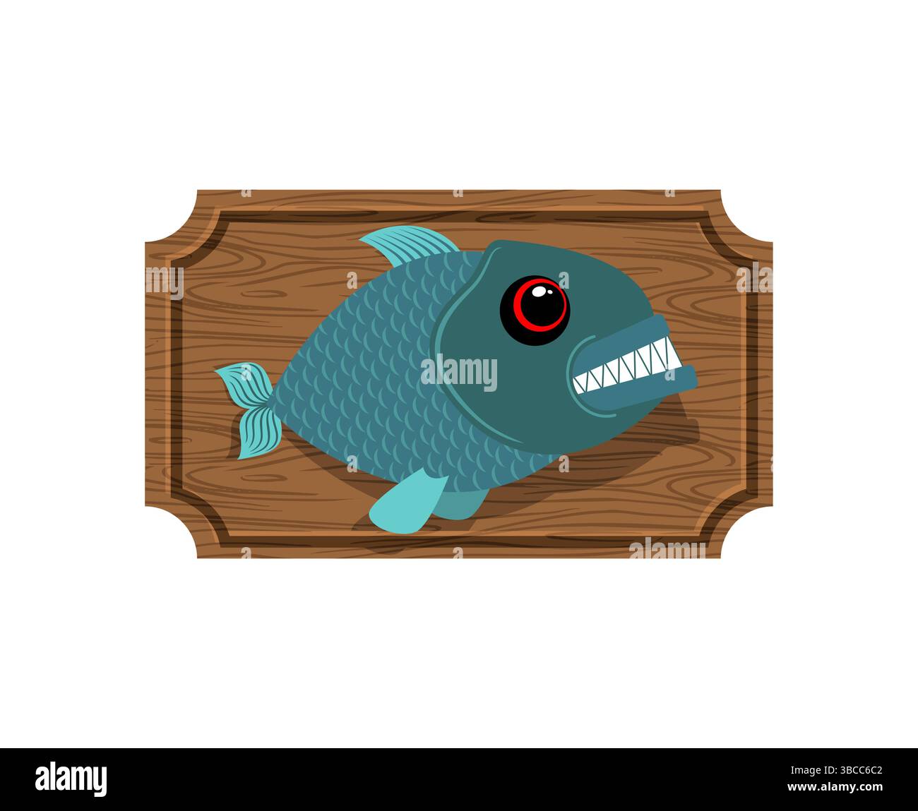 Trophy Fish On Board isolated. Fish interior decor. Stock Vector