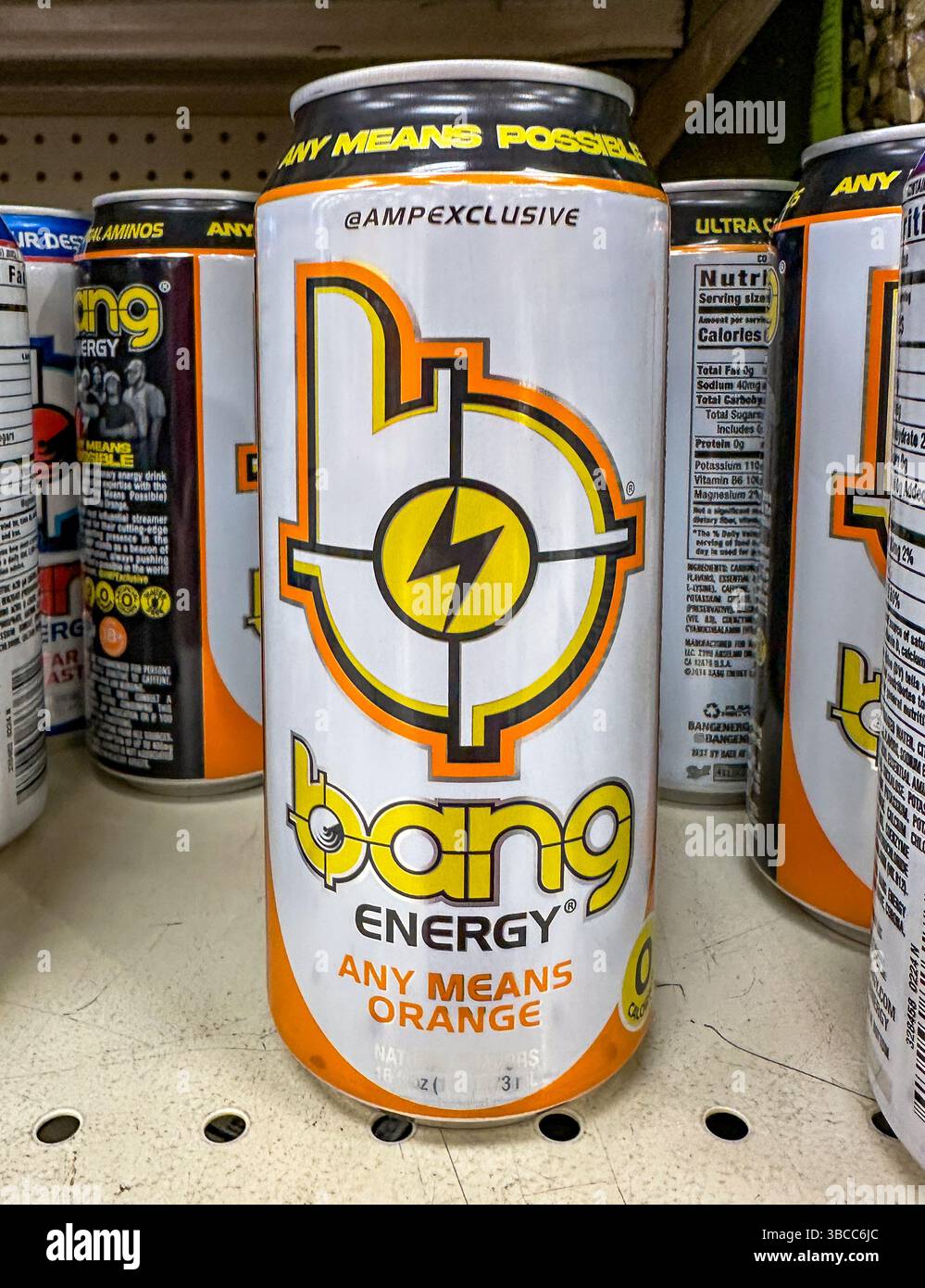 Bang energy drink on store shelf - Smartphone Captured Stock Image