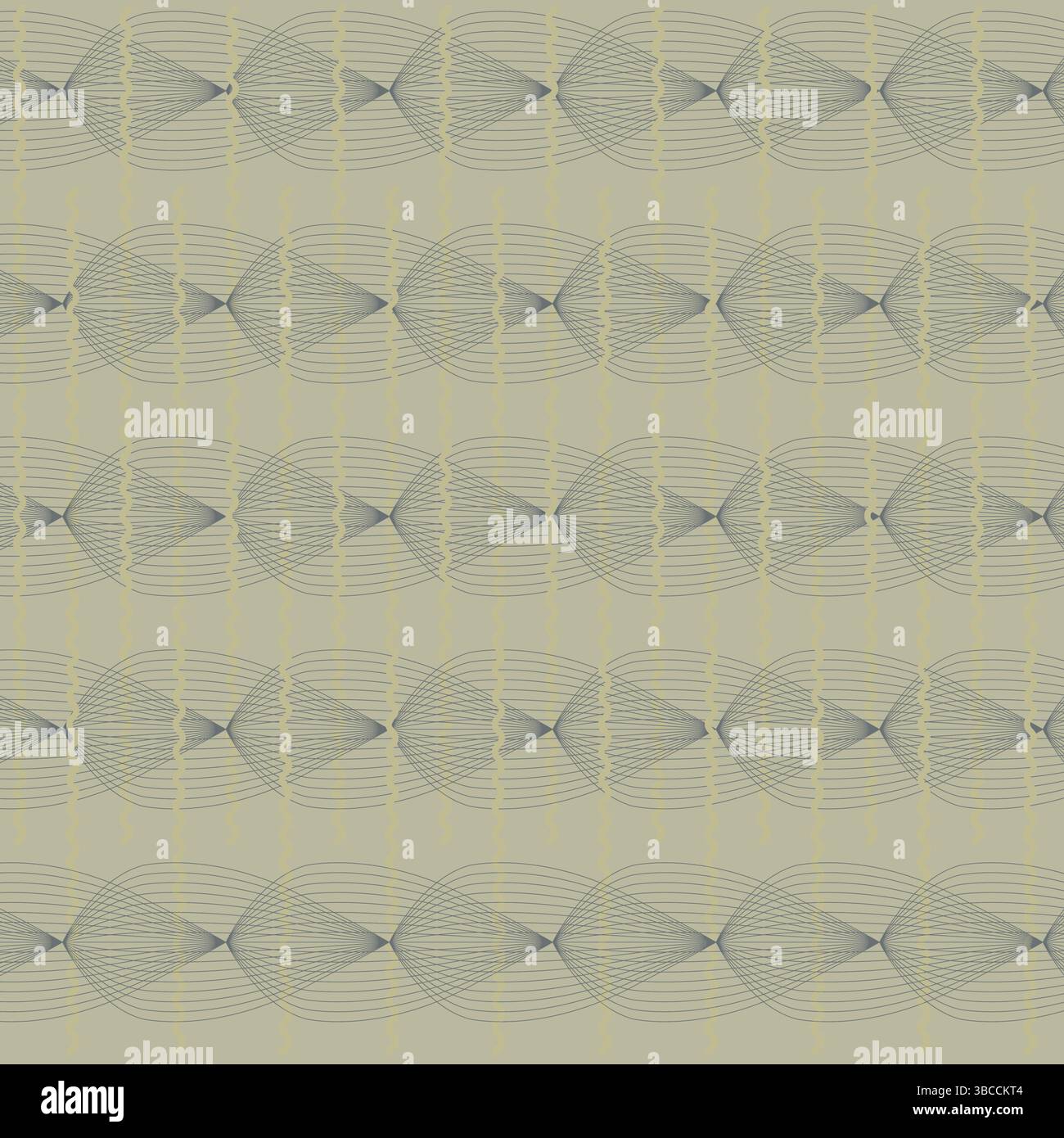 Seamless pattern with abstract grey waves and curly stripes Stock Vector