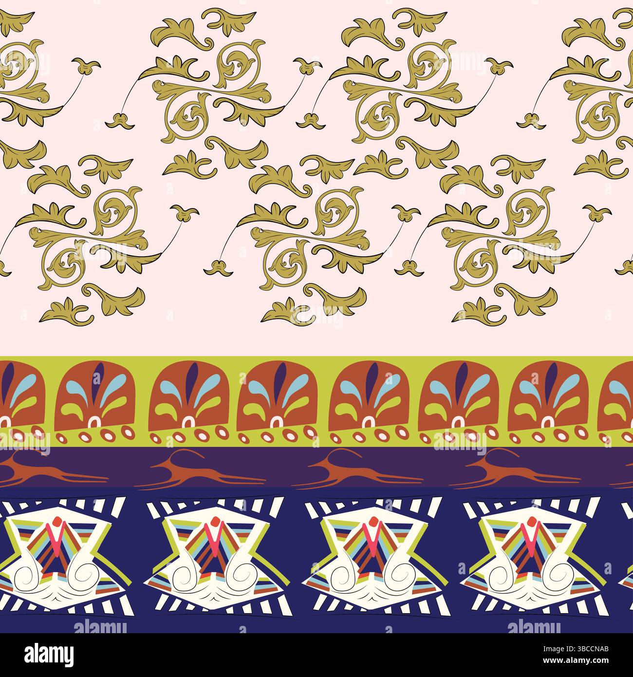 Seamless pattern with ornaments and ethnic decorations Stock Vector