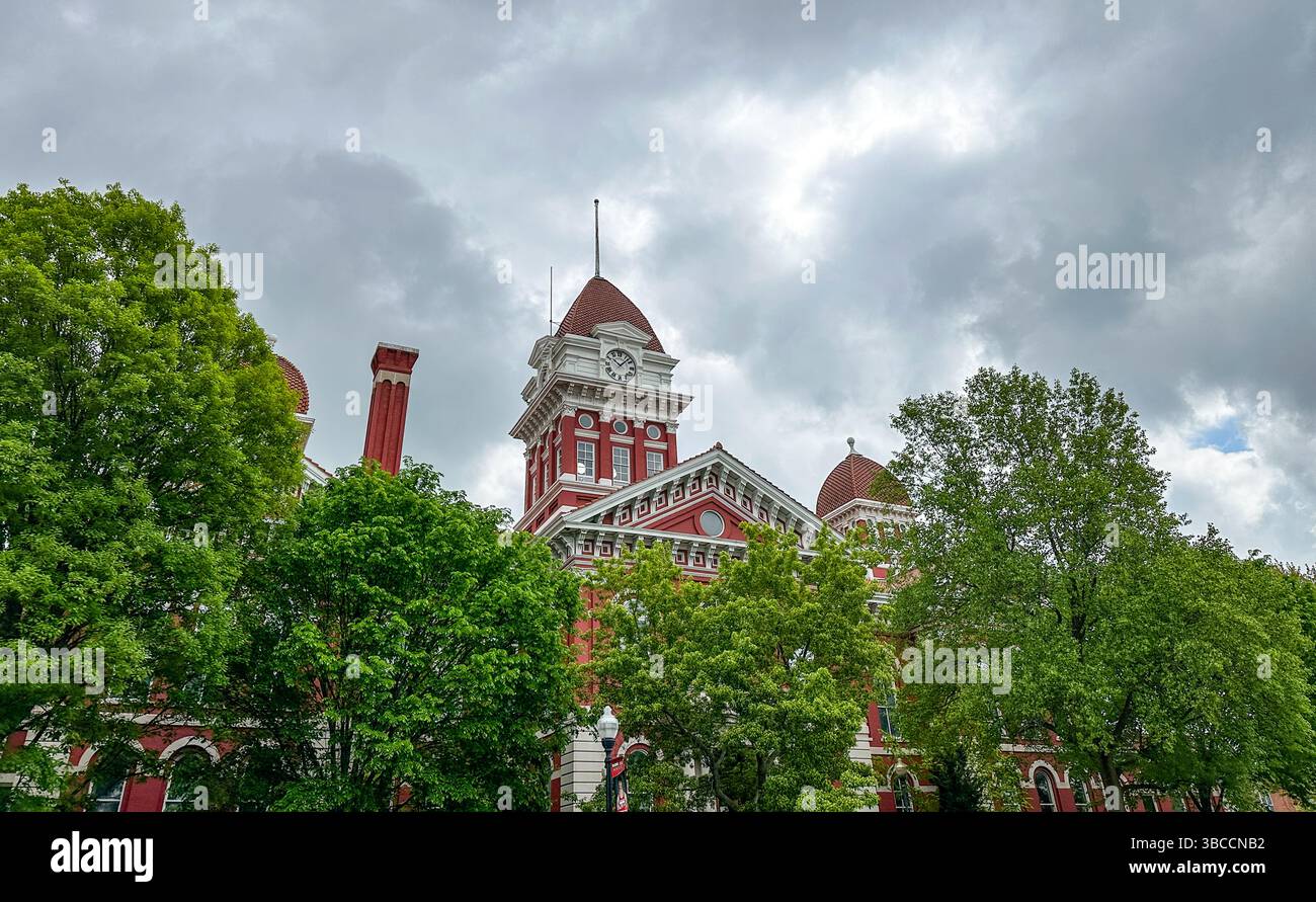 Lake County Courthouse against stormy sky. Crown Point, IN USA May 14, 2025 - Smartphone Captured Stock Image