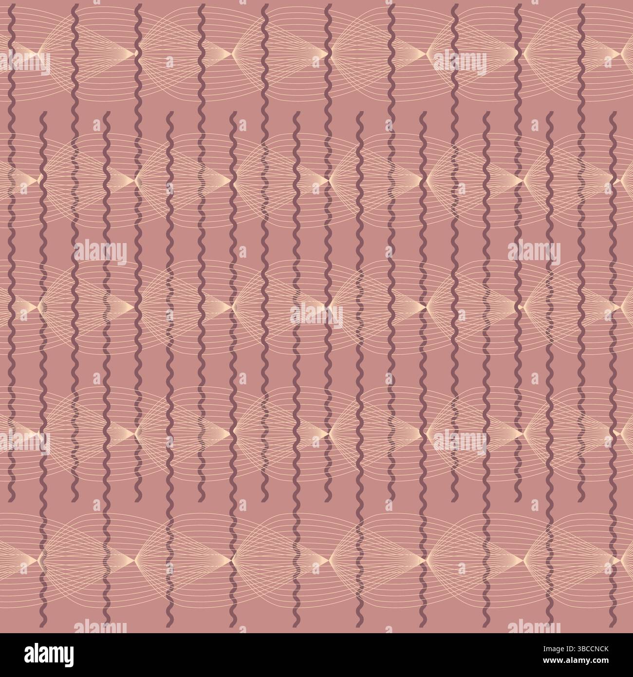 Seamless pattern with abstract grey waves and curly stripes Stock Vector