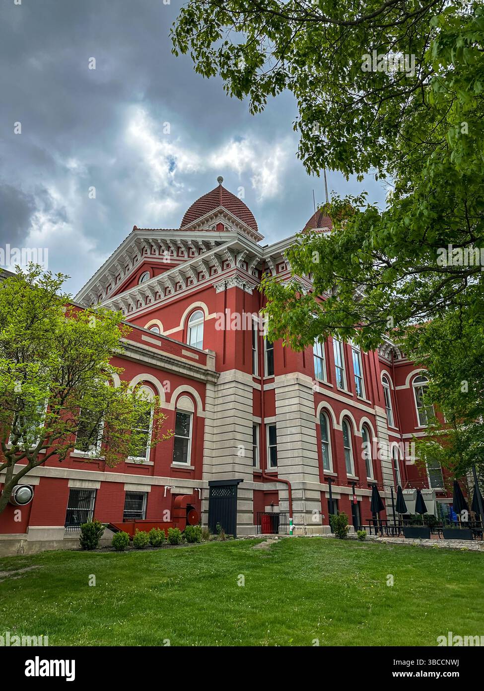 Lake County Courthouse against stormy sky. Crown Point, IN USA May 14, 2025 - Smartphone Captured Stock Image