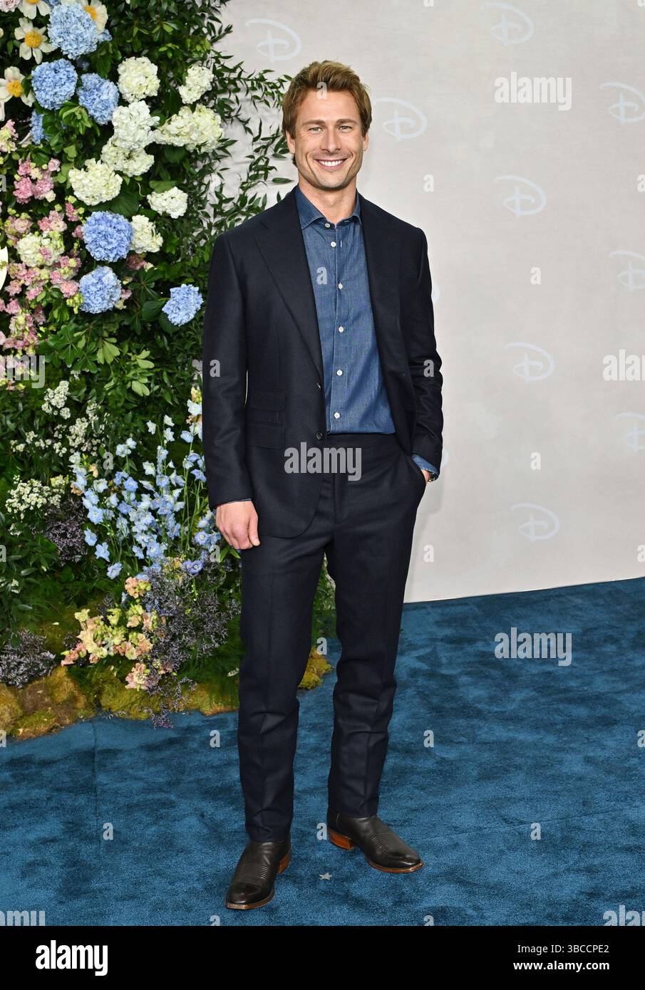 Glen Powell attends the Disney 2025 Upfront presentation at the North ...