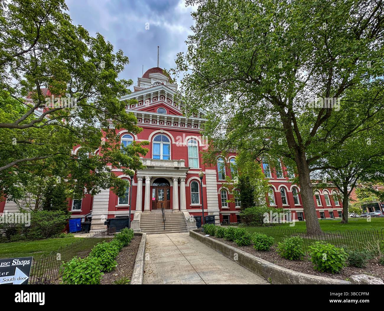 Lake County Courthouse against stormy sky. Crown Point, IN USA May 14, 2025 - Smartphone Captured Stock Image