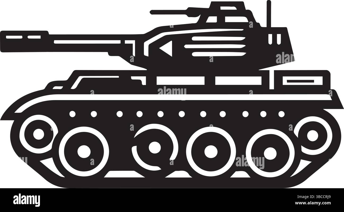 Black and White Cartoon Tank Illustration for Military and Educational ...
