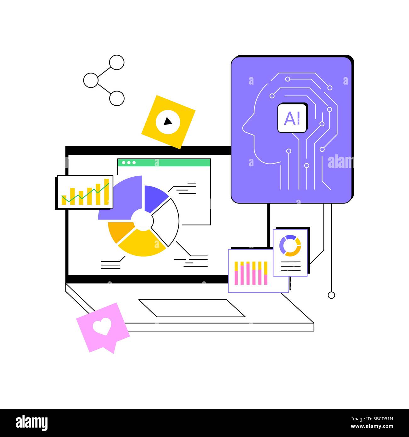 Enhanced Content AI-Enhanced Content Performance Analytics abstract concept vector ...