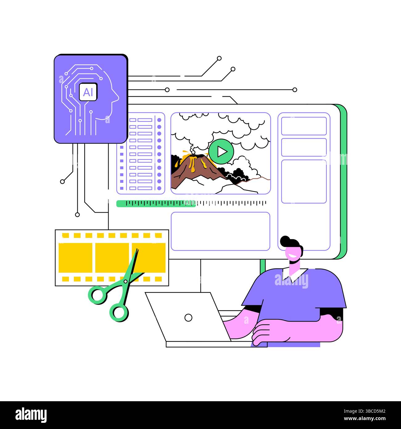 AI-Powered Video Creation abstract concept vector illustration Stock ...