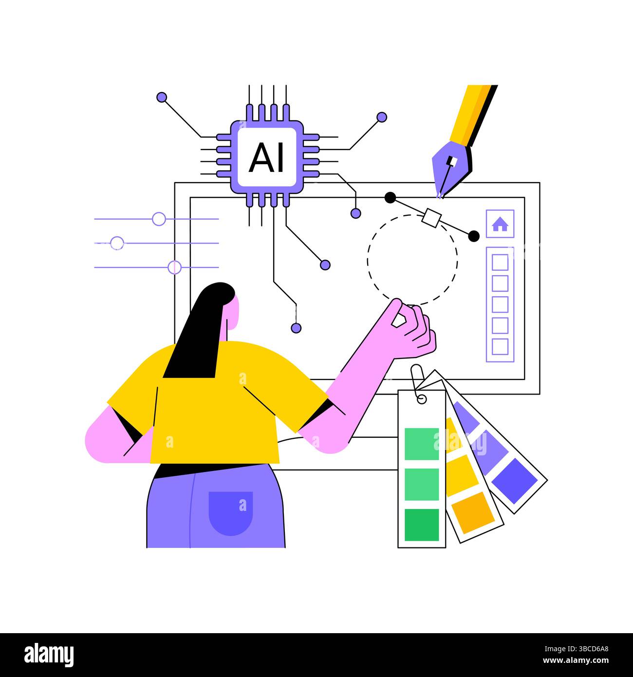 AI-Powered Graphic Design abstract concept vector illustration Stock ...