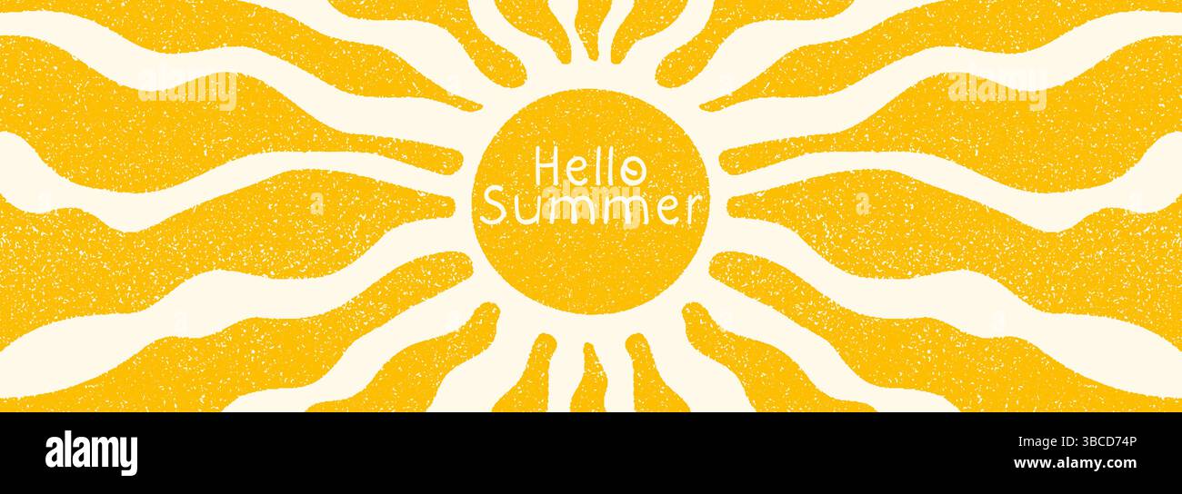 Sun groovy retro horizontal background vector illustration Stock Vector