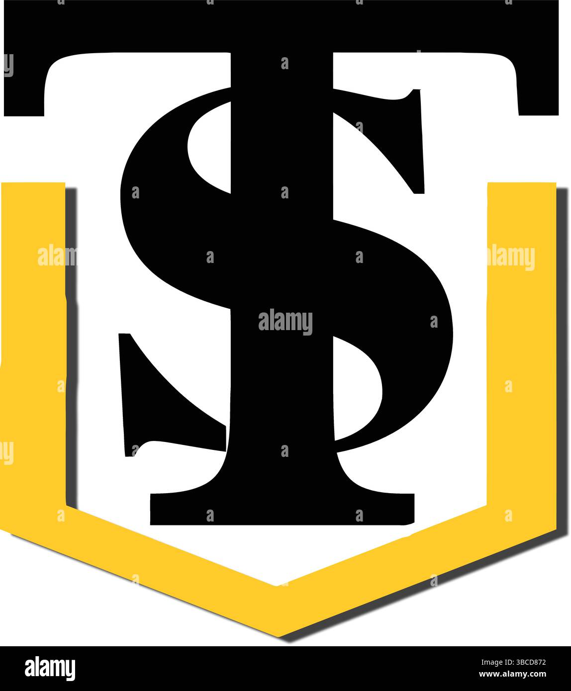 Overlapping, TS Monogram, Shield Emblem Design Stock Vector