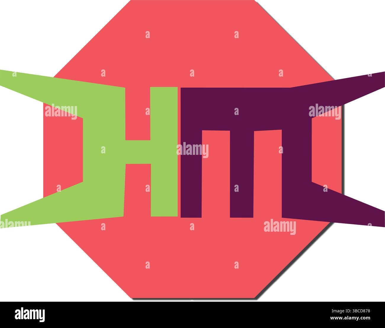 Stylized, HT Monogram, Geometric Octagon Design Stock Vector