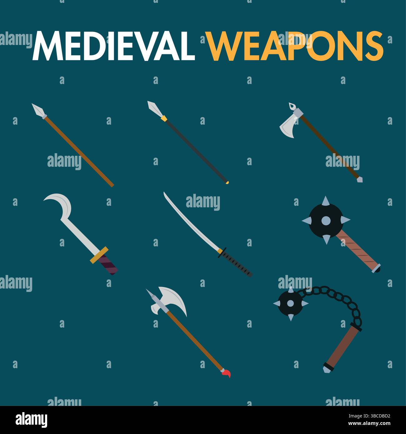 Set of medieval weapons icons Vector illustration Stock Vector Image ...