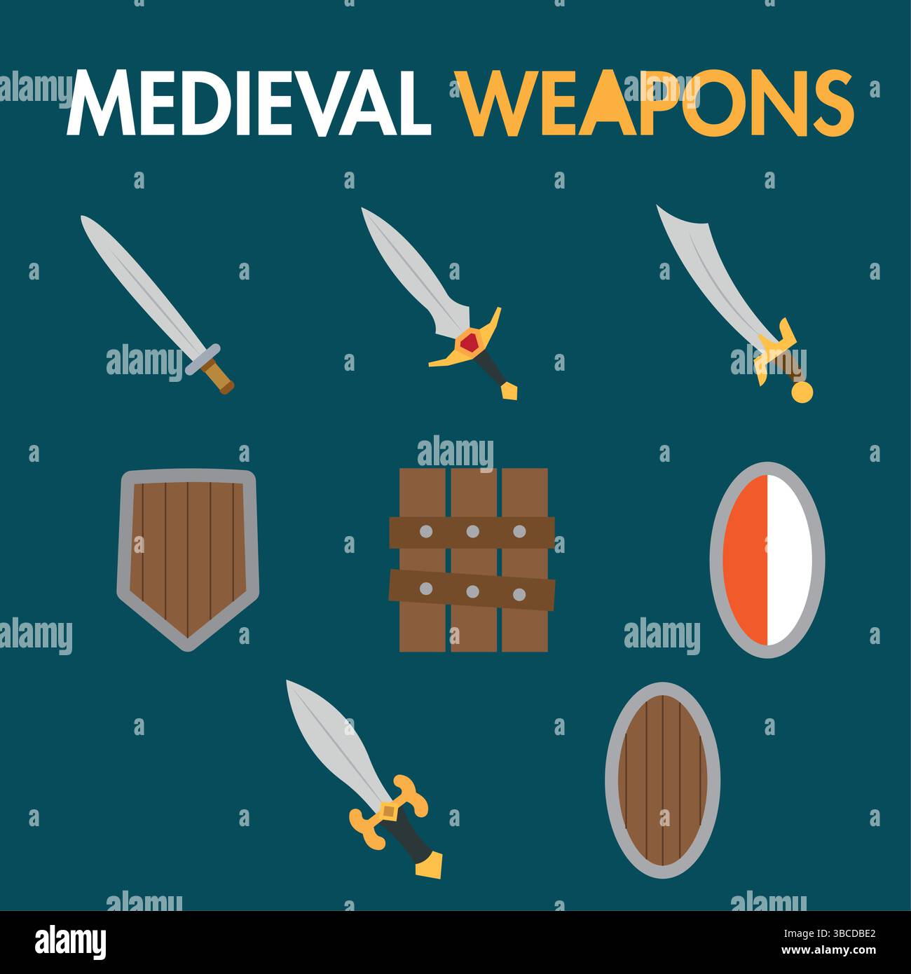 Set of medieval weapons icons Vector illustration Stock Vector Image ...