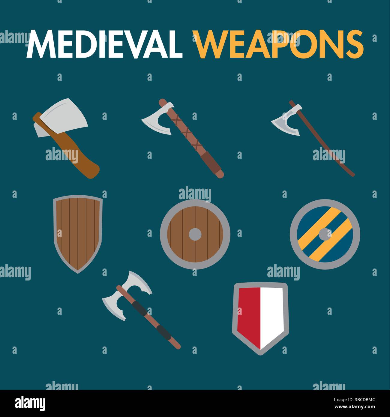 Set of medieval weapons icons Vector illustration Stock Vector Image ...