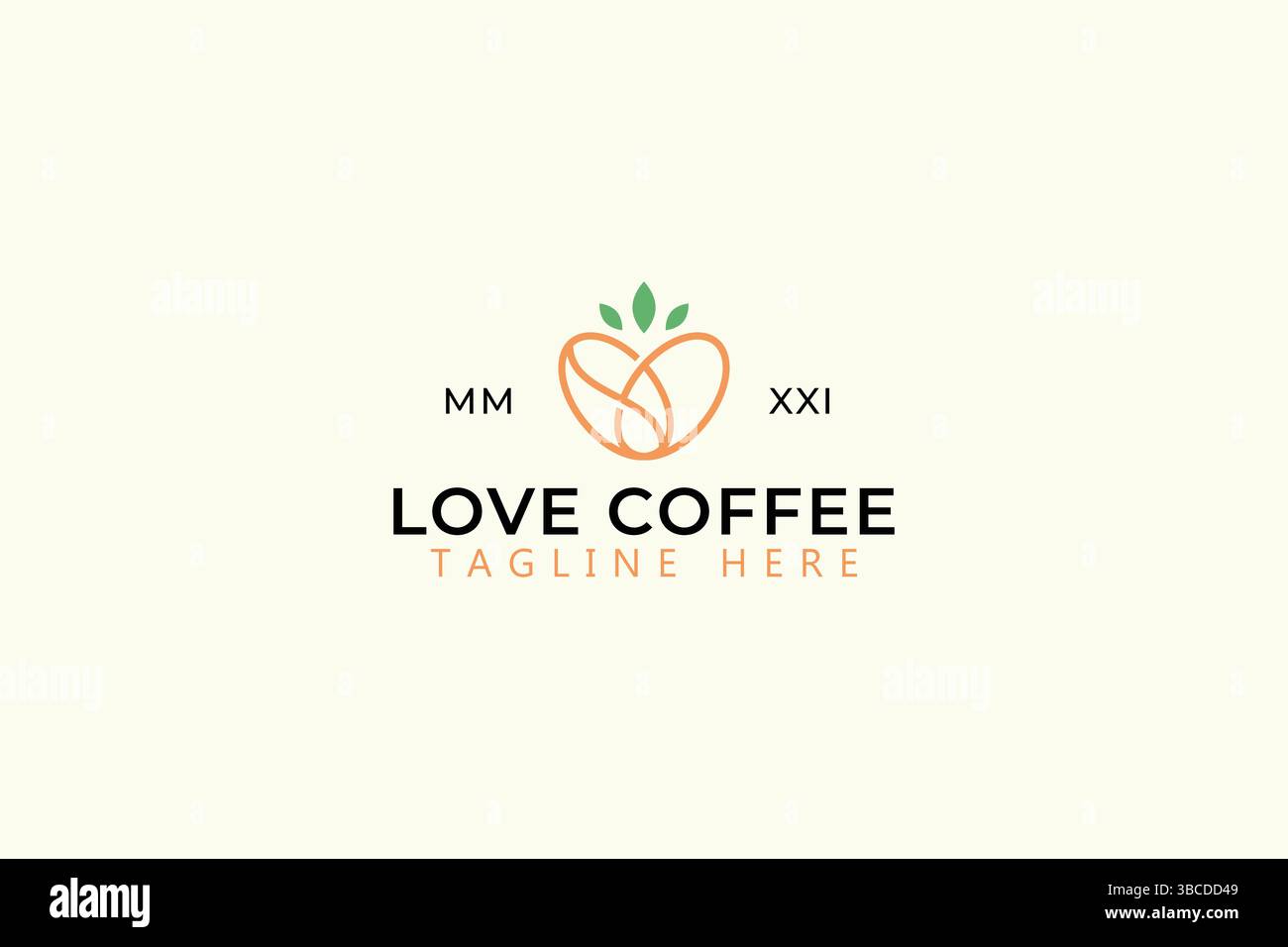 Coffee Bean Natural Heart Shape Logo Concept Stock Vector