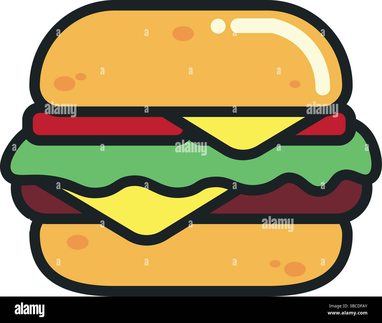 Burger with cheese slice. Vector illustration Stock Vector Image & Art ...