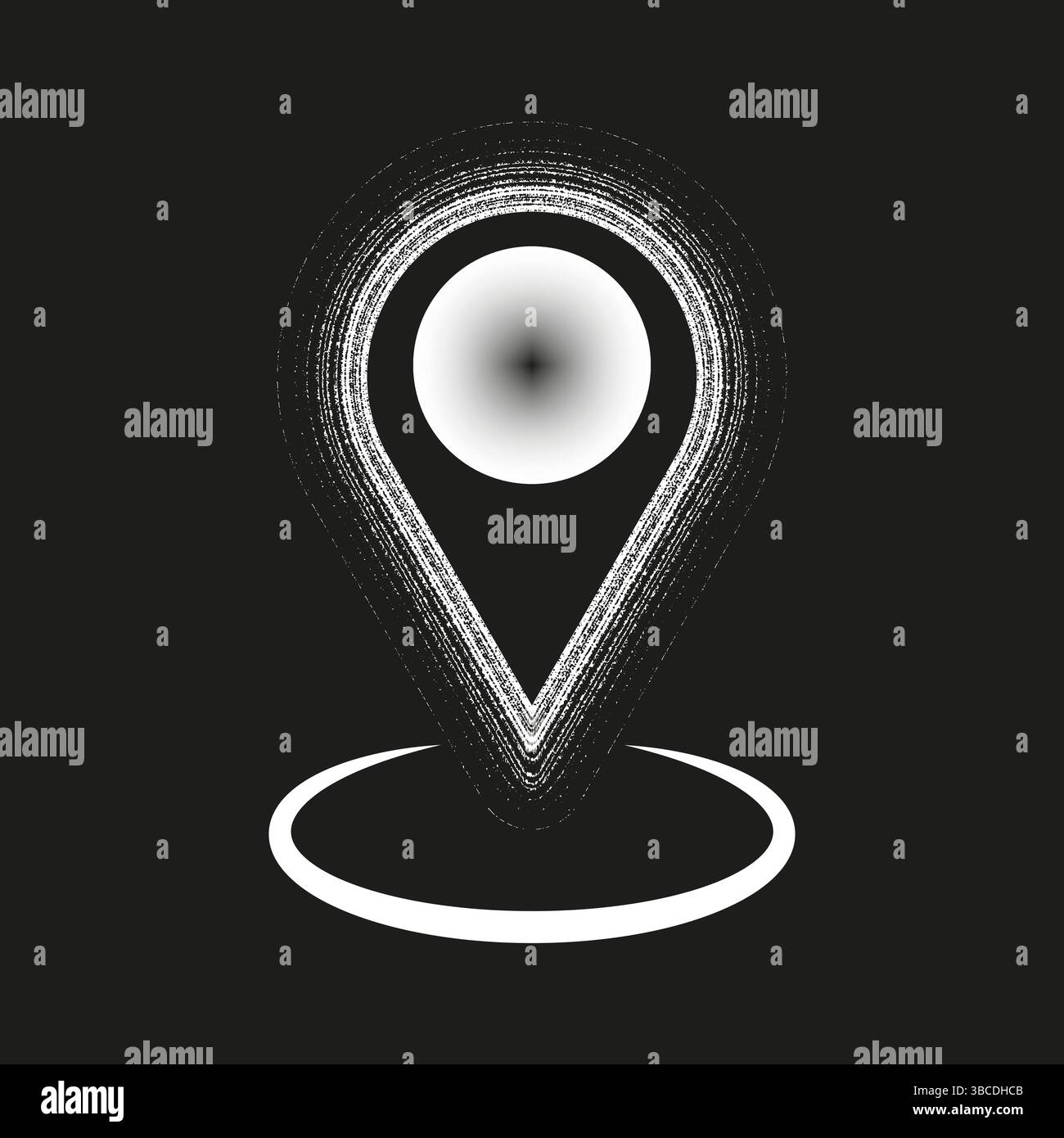 Location point symbol. Glowing marker icon. Navigation vector shape ...
