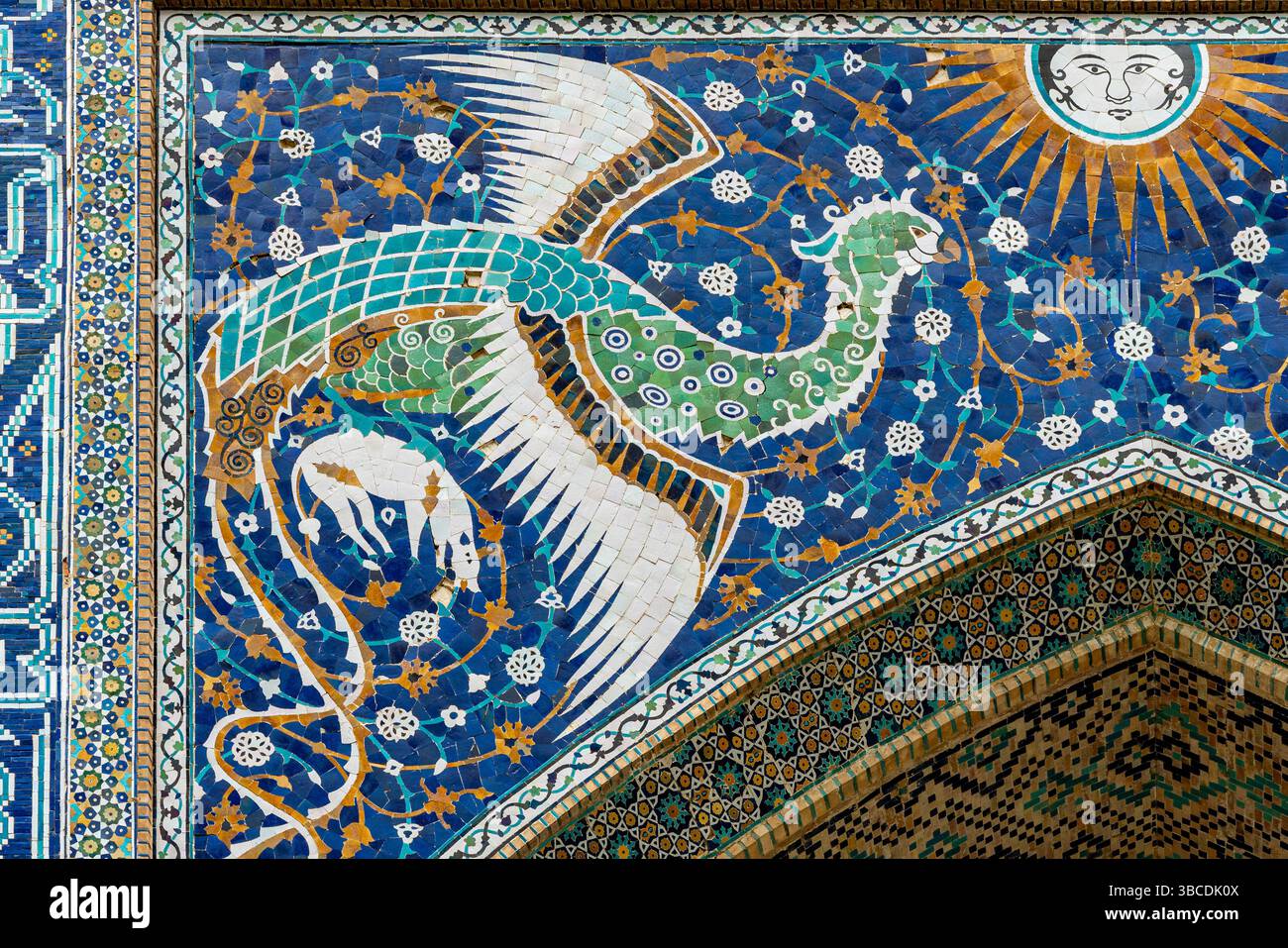 A mythical Simurgh bird in blue and gold mosaic decorates Nadir Divan ...