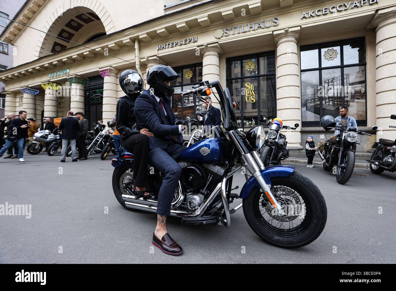 Participants take to their motorcycles prior to the Distinguished ...