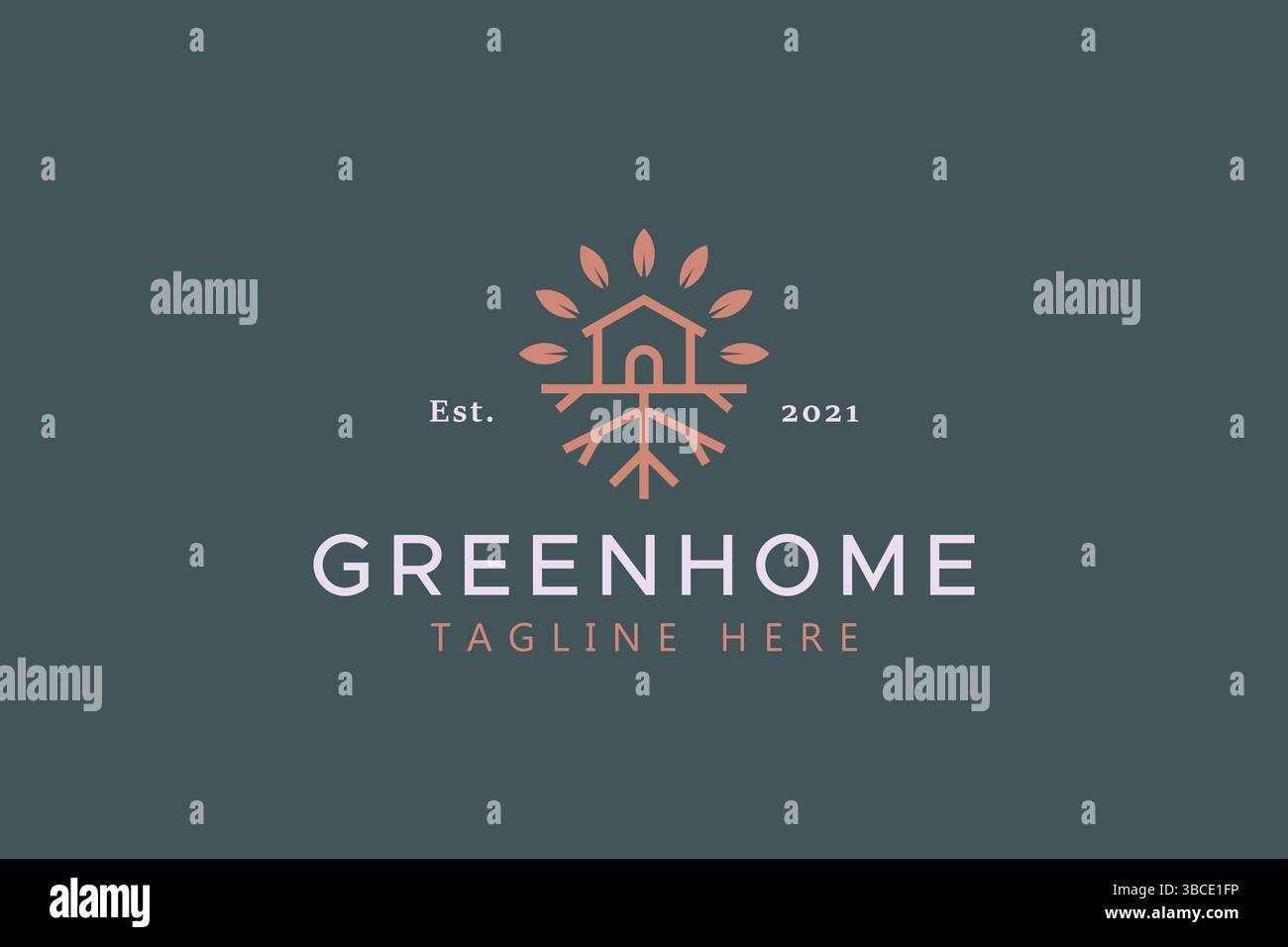 House and Tree Natural Logo Concept Stock Vector