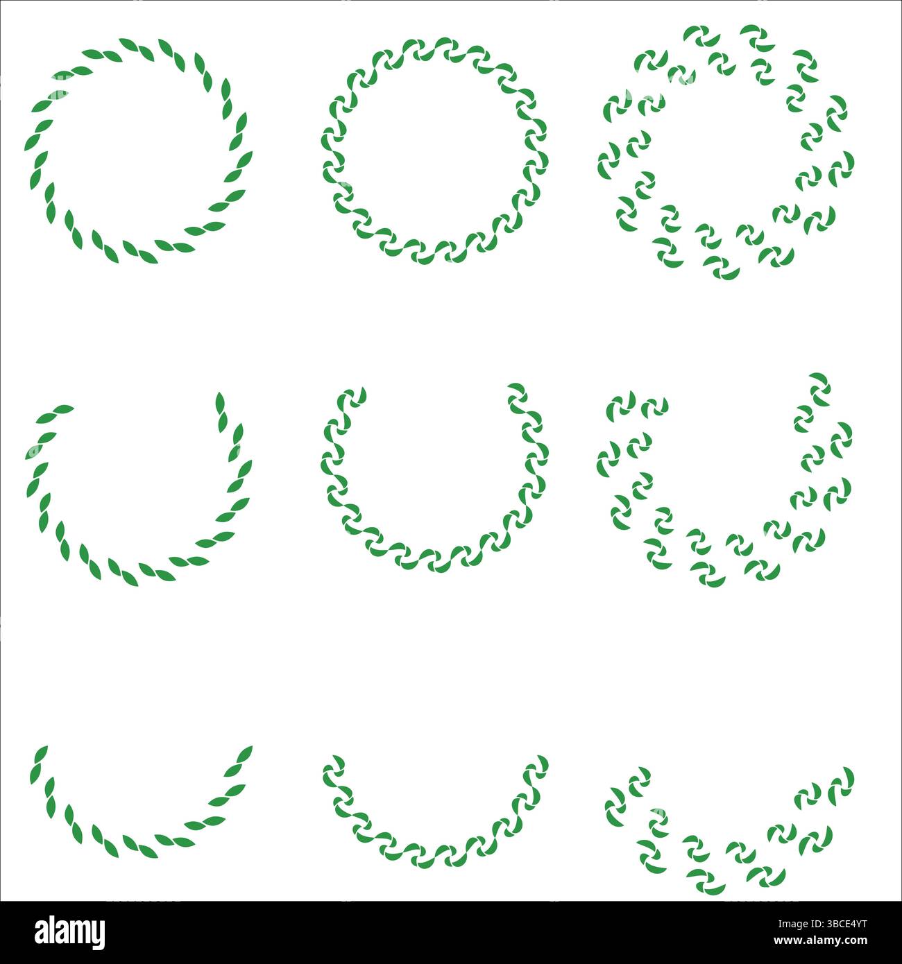 Green Spiral Eco Circle Frame Vector Set Stock Vector