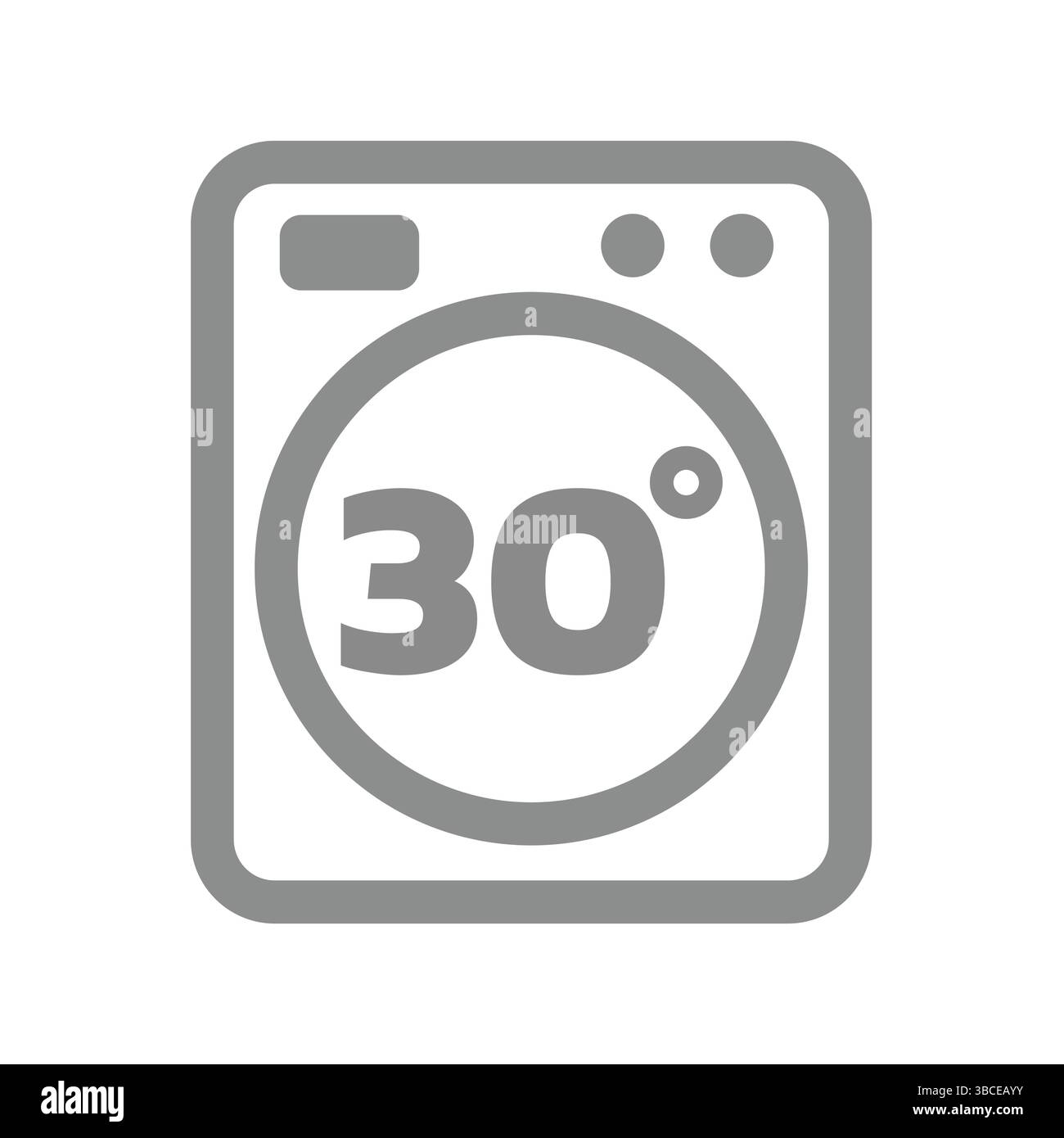 Wash at 30 degrees line icon. Thirty degree washing machine temperature ...