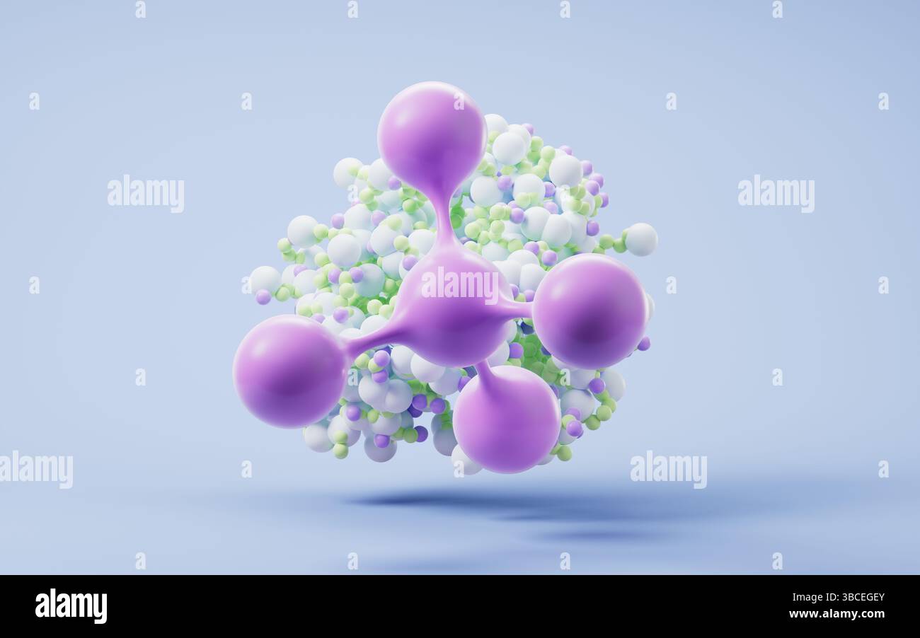 Biological organic protein structure and molecules, 3d rendering. 3D ...