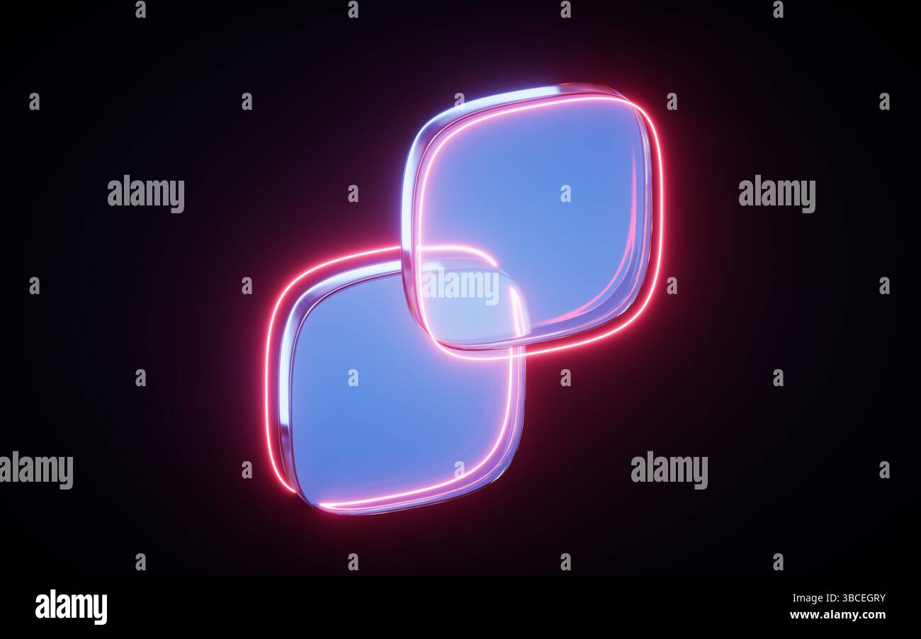Abstract blue glass geometry cubes, 3d rendering. 3D illustration. Stock Photo