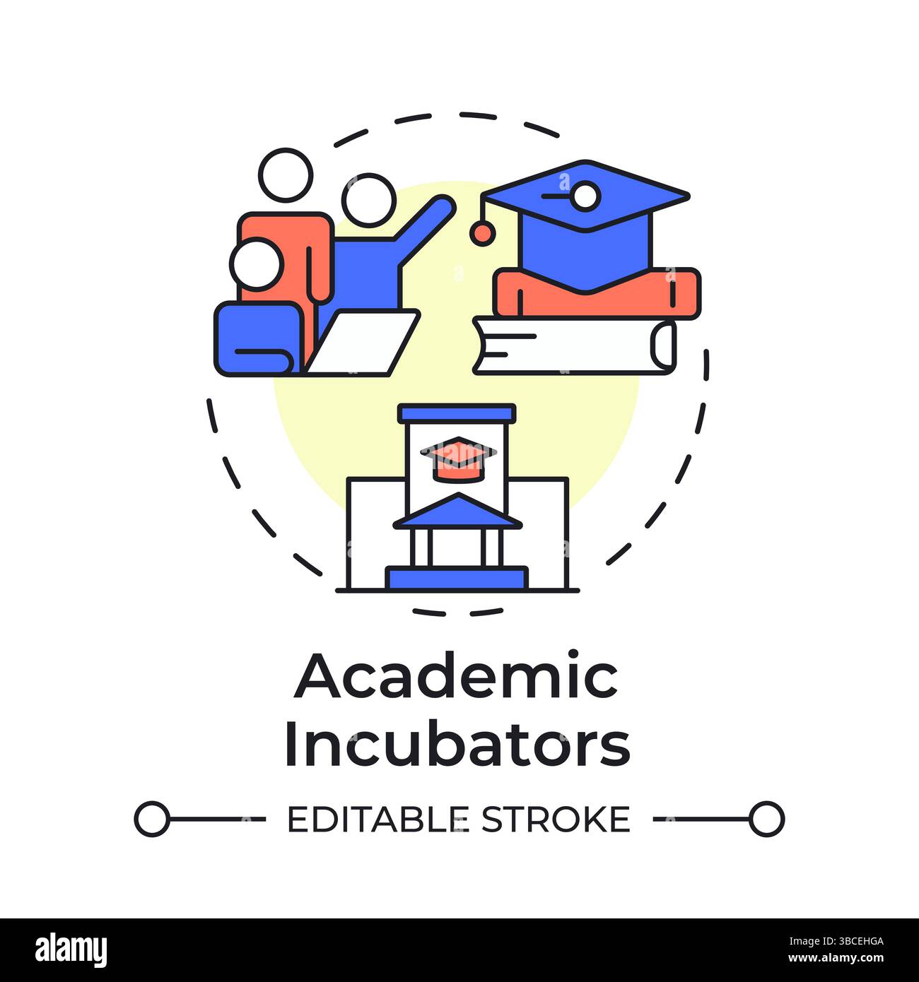 Academic incubators multi color concept icon Stock Vector