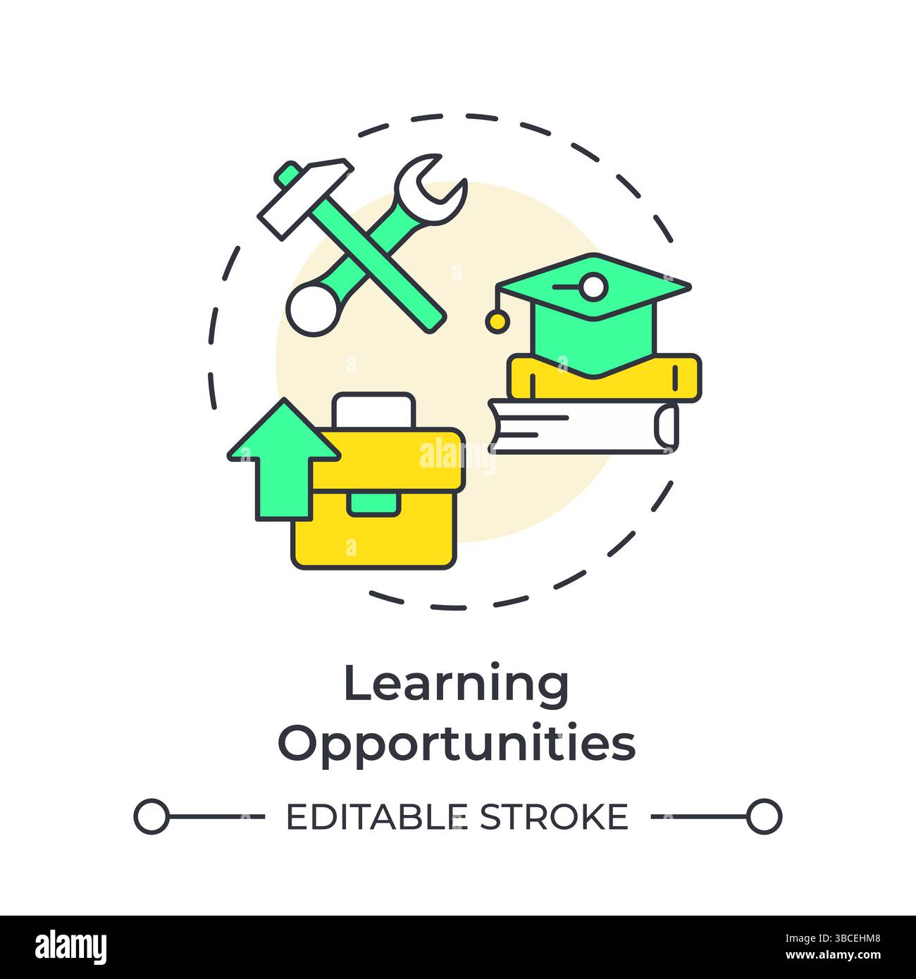Learning opportunities multi color concept icon Stock Vector