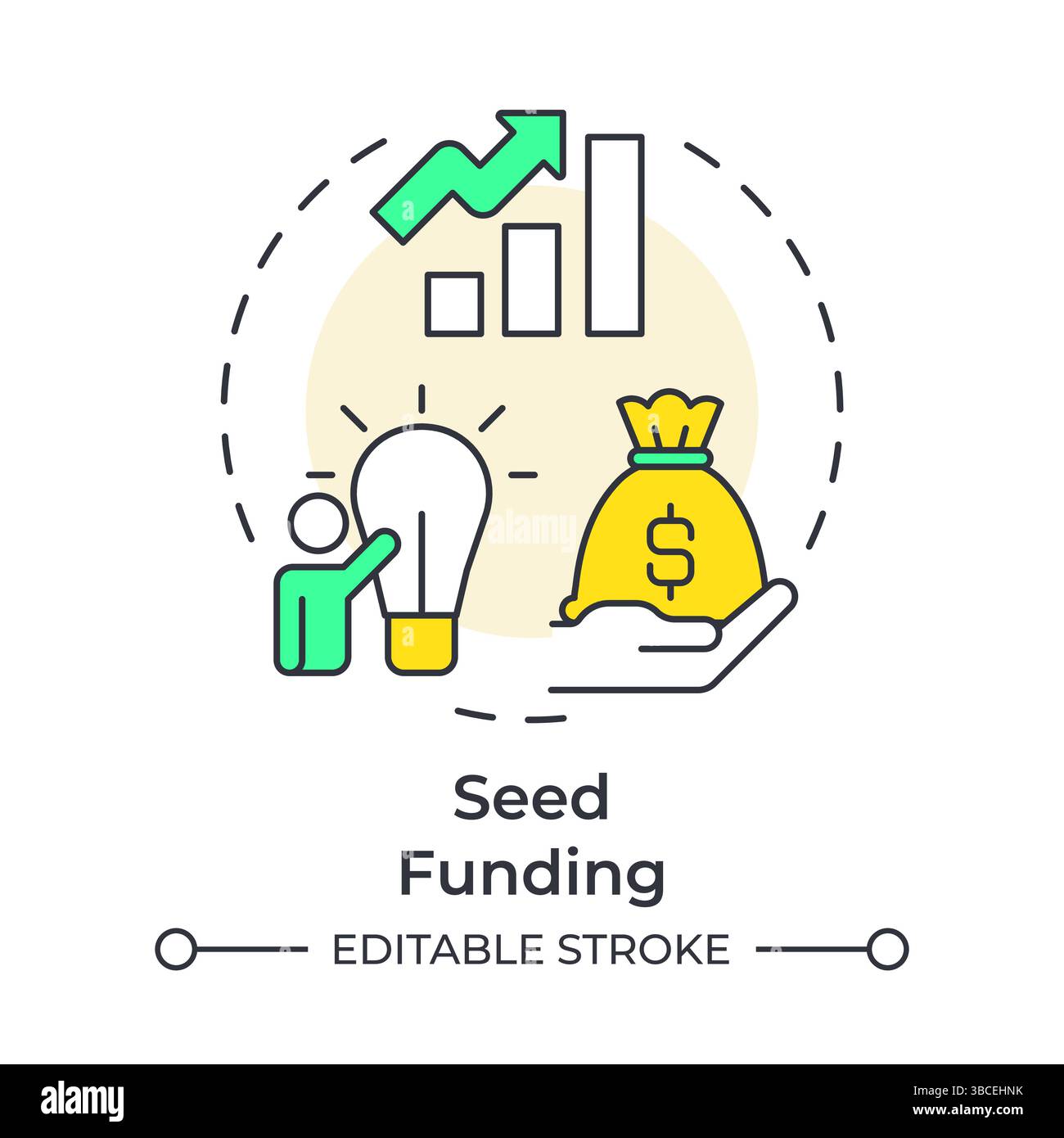 Seed funding multi color concept icon Stock Vector