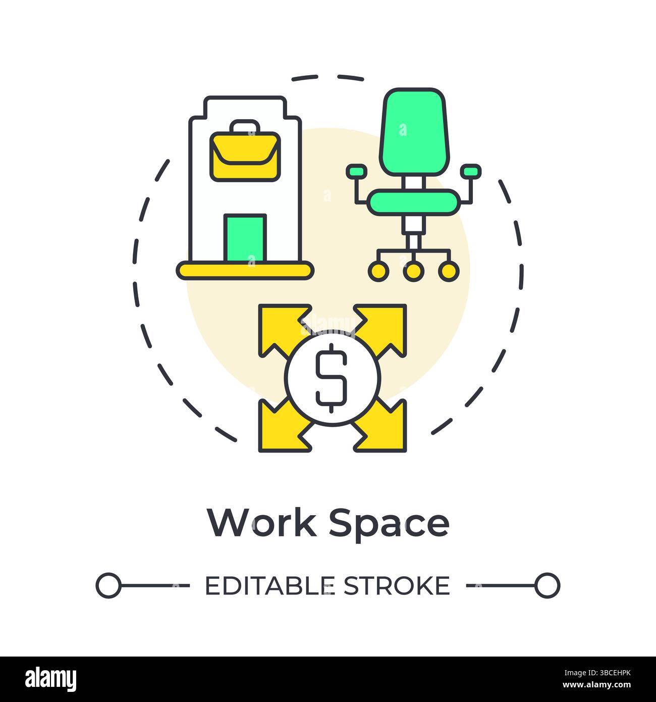 Work space multi color concept icon Stock Vector