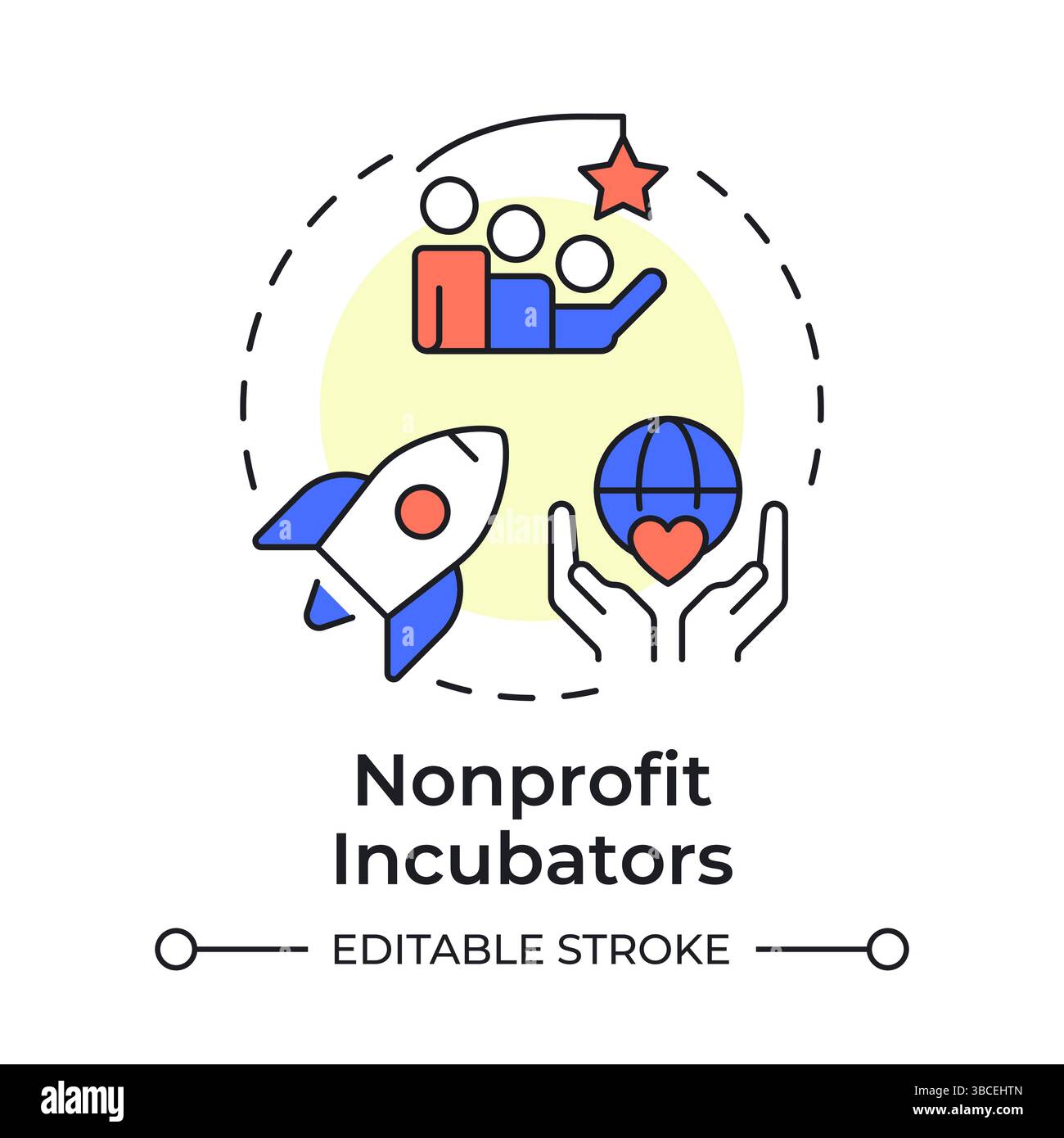 Nonprofit incubators multi color concept icon Stock Vector
