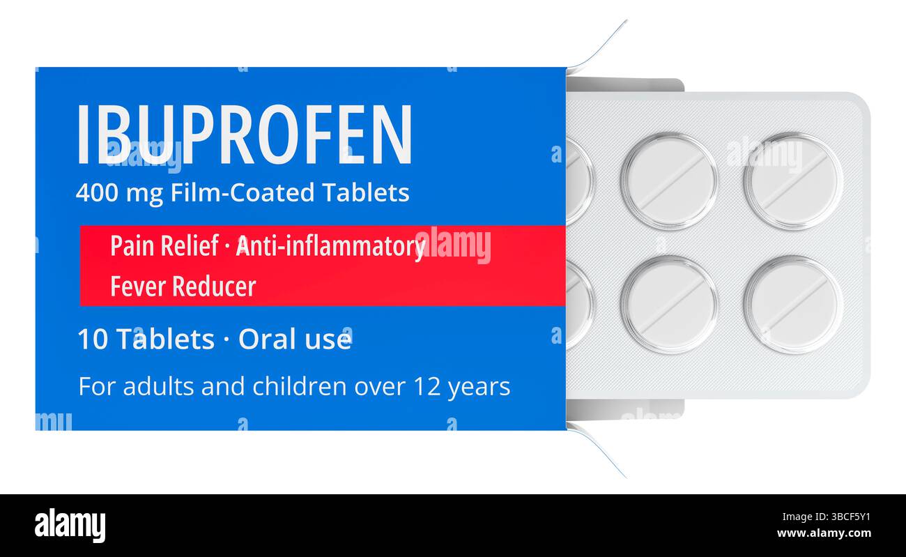Ibuprofen, Blister Pack. Pain relief, anti-inflammatory, fever reducer ...