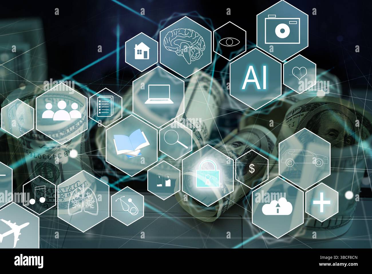 Human and technology concept. AI (Artificial Intelligence ...
