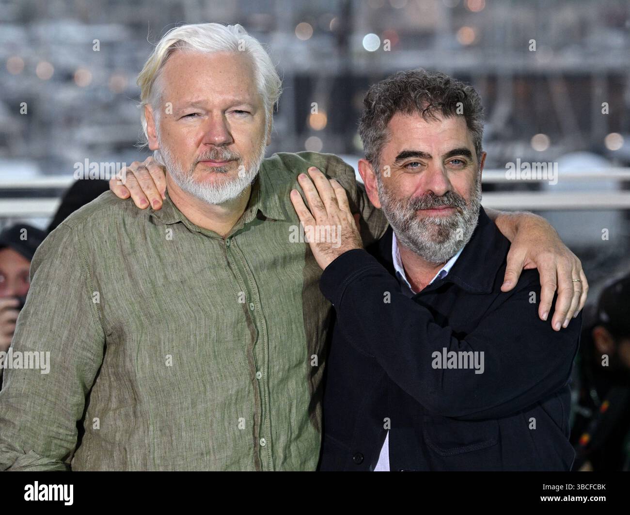 Cannes, France. May 20th, 2025. Julian Assange and Eugene Jarecki attending The Six Billion Dollar Man photocall, part of the 78th Cannes Film Festival, Palais des Festival. Credit: Doug Peters/EMPICS/Alamy Live News Stock Photo