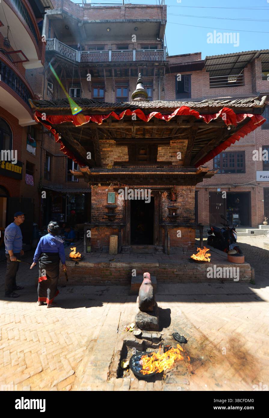 A traditionally built temple in Bhaktapur, Nepal. Stock Photo